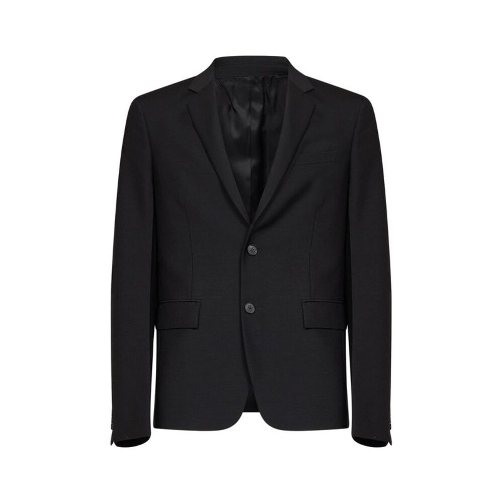 Fendi Men Black Kid Mohair Single-Breasted Jacket